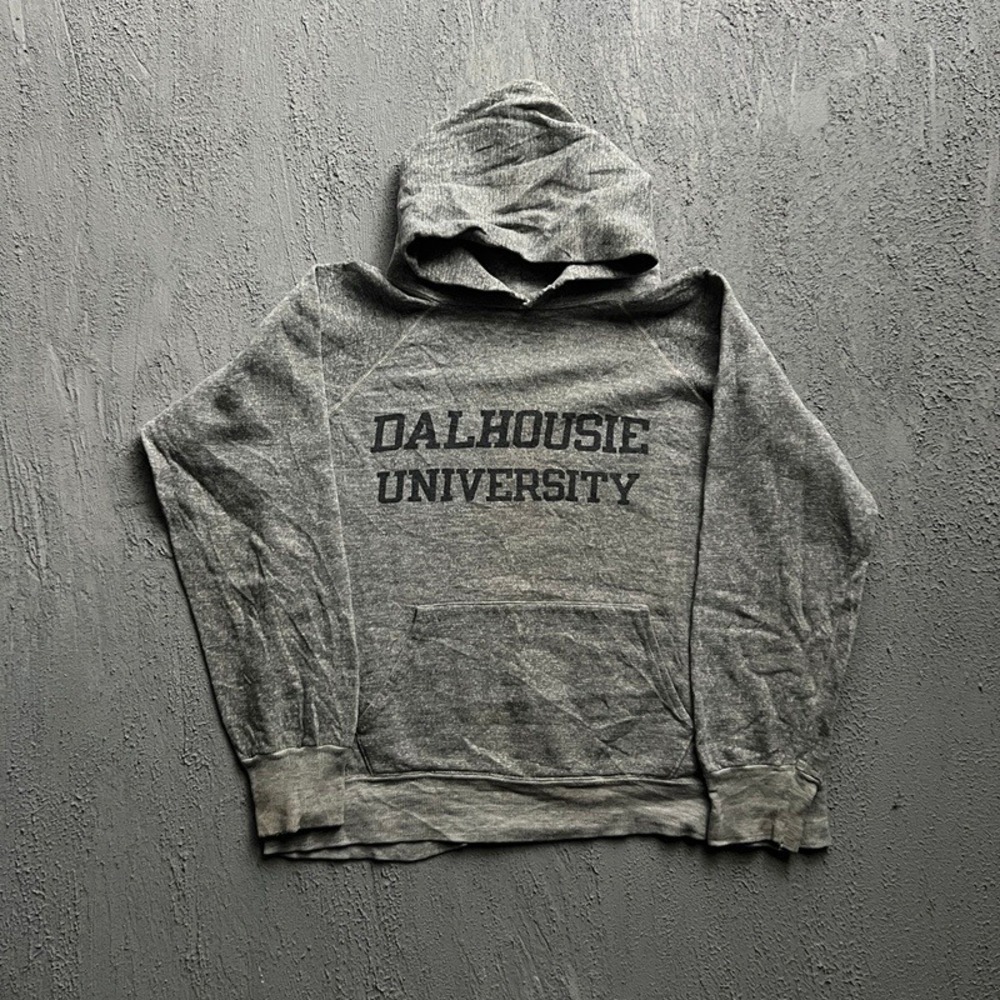 Vintage Dalhousie University Hoodie Medium Gray 1970s Champion Blue Bar USA